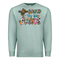 Seafoam Saved by his grace Easter Day Premium Sweatshirt - HowdyJamesFarm