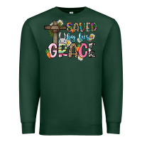 Sports Green Saved by his grace Easter Day Premium Sweatshirt - HowdyJamesFarm