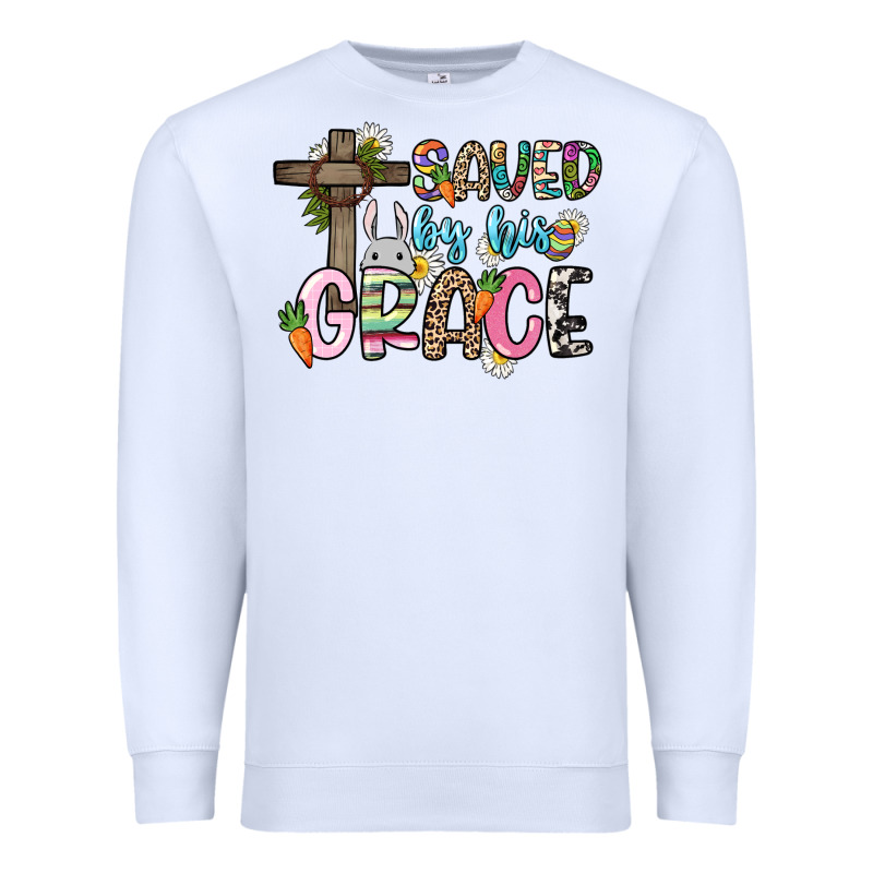 Saved By His Grace Easter Day Premium Sweatshirt by HowdyJamesFarm | Teevron