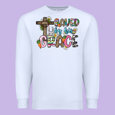 Saved By His Grace Easter Day Premium Sweatshirt Designed By Howdyjamesfarm