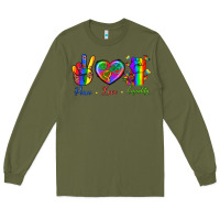 Army Green Peace Love Equality Long Sleeve Tee - BundleAndBundleShop
