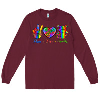 Burgundy Peace Love Equality Long Sleeve Tee - BundleAndBundleShop