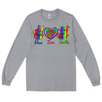 Heather Grey Peace Love Equality Long Sleeve Tee - BundleAndBundleShop
