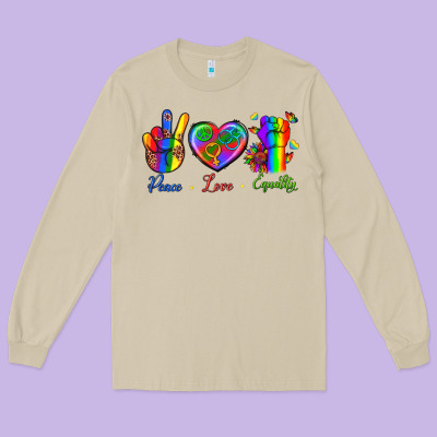 Peace Love Equality Long Sleeve Tee Designed By Bundleandbundleshop