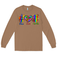 Toasted Coconut Peace Love Equality Long Sleeve Tee - BundleAndBundleShop