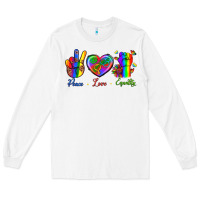 White Peace Love Equality Long Sleeve Tee - BundleAndBundleShop