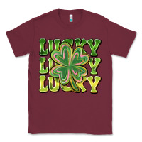 Burgundy Lucky Clover Classic Tee - CowhideDigitalArt