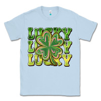 Dusty Blue Lucky Clover Classic Tee - CowhideDigitalArt