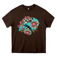 Chocolate Brown race sunflower patches Heavy Core Tee - AdoDesignShop
