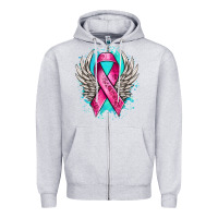 Cancer Ribbon With Angel Wings Zipper Hoodie | Teevron