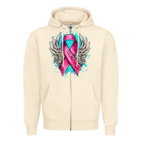 Sandshell cancer ribbon with angel wings Zipper Hoodie - NancyCooperArtShop