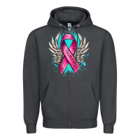 Smoke cancer ribbon with angel wings Zipper Hoodie - NancyCooperArtShop