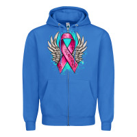 True Royal cancer ribbon with angel wings Zipper Hoodie - NancyCooperArtShop