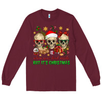 Burgundy When Your Dead Inside But It's Christmas Long Sleeve Tee - BundleAndBundleShop