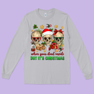 When Your Dead Inside But It's Christmas Long Sleeve Tee Designed By Bundleandbundleshop