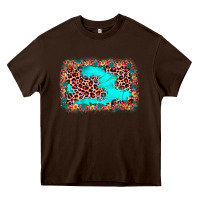 Chocolate Brown easter Leopard turquoise background Heavy Core Tee - JahusDesignShop