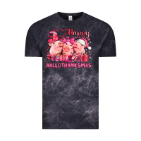 Cloud Black Happy Hallothanksmas Pigs pink Vintage Tee - NancyCooperArtShop