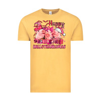 Vintage Mustard Happy Hallothanksmas Pigs pink Vintage Tee - NancyCooperArtShop