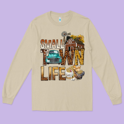 Small Town Life Long Sleeve Tee Designed By Bundleandbundleshop
