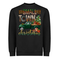 Black Small Town Christmas With Truck Heavyweight Sweatshirt - BundleAndBundleShop