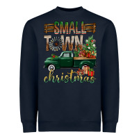 Navy Small Town Christmas With Truck Heavyweight Sweatshirt - BundleAndBundleShop