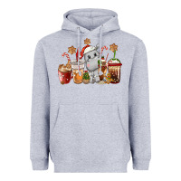 Heather Grey hippopotamus coffee cups christmas Heavyweight Hoodie - CowGirlArtShop