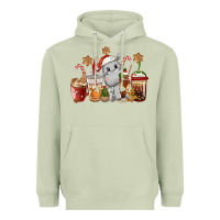 Matcha hippopotamus coffee cups christmas Heavyweight Hoodie - CowGirlArtShop