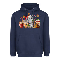 Navy hippopotamus coffee cups christmas Heavyweight Hoodie - CowGirlArtShop