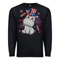 Black fourth of july hippopotamus Premium Sweatshirt - CowGirlArtShop