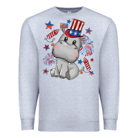 Heather Grey fourth of july hippopotamus Premium Sweatshirt - CowGirlArtShop