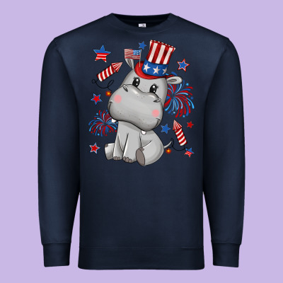 Fourth Of July Hippopotamus Premium Sweatshirt Designed By Cowgirlartshop