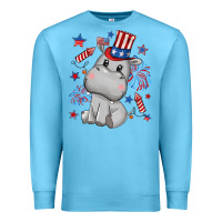 Ocean Blue fourth of july hippopotamus Premium Sweatshirt - CowGirlArtShop