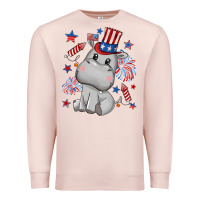 Pale Pink fourth of july hippopotamus Premium Sweatshirt - CowGirlArtShop
