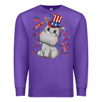 Purple fourth of july hippopotamus Premium Sweatshirt - CowGirlArtShop