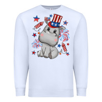 White fourth of july hippopotamus Premium Sweatshirt - CowGirlArtShop