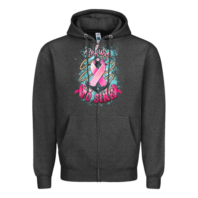 Refuse To Sink Cancer Anchor Zipper Hoodie by NancyCooperArtShop | Teevron