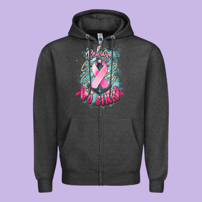 Refuse To Sink Cancer Anchor Zipper Hoodie Designed By Nancycooperartshop