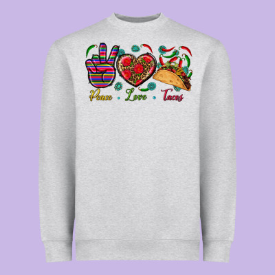 Peace Love Tacos Heavyweight Sweatshirt Designed By Bundleandbundleshop