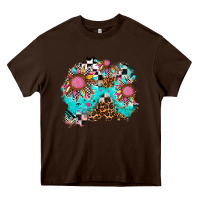 Chocolate Brown race sunflower patches Heavy Core Tee - AdoDesignShop
