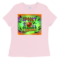 Bubblegum Pink spooky teacher Ladies Tee - BundleAndBundleShop