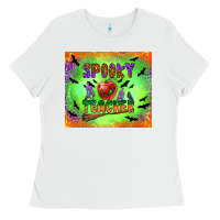 White spooky teacher Ladies Tee - BundleAndBundleShop