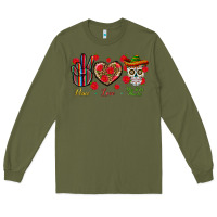 Army Green Peace Love Dia De Los Muertos Long Sleeve Tee - BundleAndBundleShop