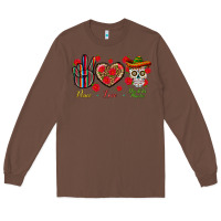 Chestnut Peace Love Dia De Los Muertos Long Sleeve Tee - BundleAndBundleShop