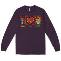 Plum Peace Love Dia De Los Muertos Long Sleeve Tee - BundleAndBundleShop