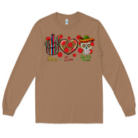 Toasted Coconut Peace Love Dia De Los Muertos Long Sleeve Tee - BundleAndBundleShop