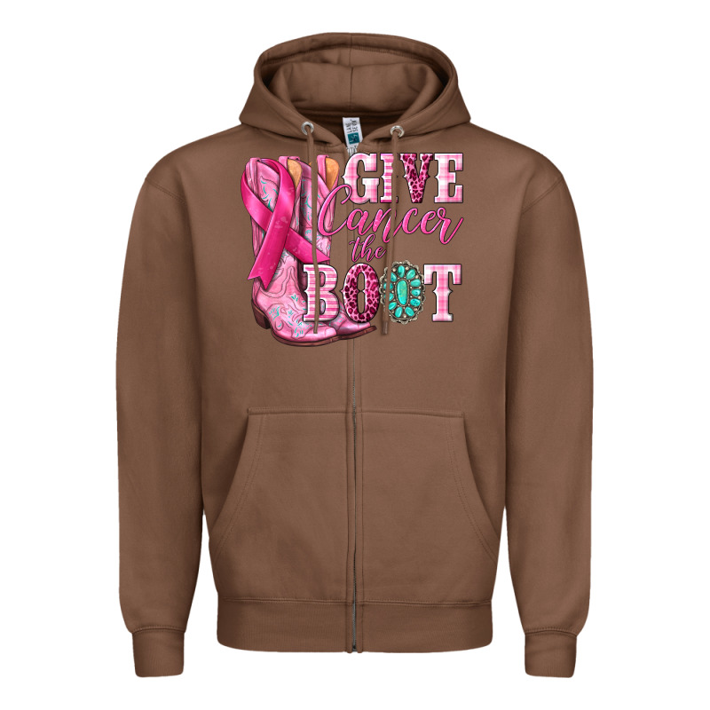 Give Cancer The Boot Zipper Hoodie by NancyCooperArtShop | Teevron
