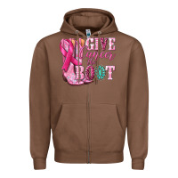 Chestnut give cancer the boot Zipper Hoodie - NancyCooperArtShop