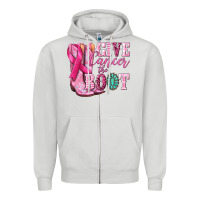 Dove Grey give cancer the boot Zipper Hoodie - NancyCooperArtShop