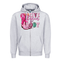 Heather Grey give cancer the boot Zipper Hoodie - NancyCooperArtShop