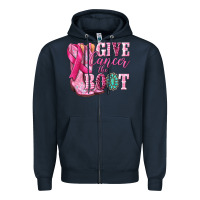 Navy give cancer the boot Zipper Hoodie - NancyCooperArtShop